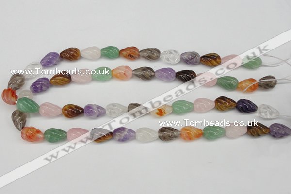 CFG51 15.5 inches 10*16mm carved teardrop mixed gemstone beads