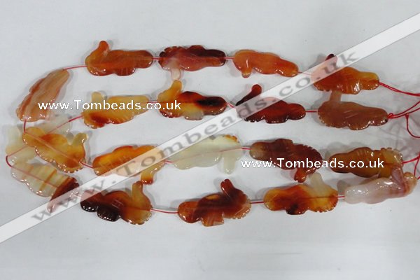 CFG519 15.5 inches 22*35mm carved animal red agate beads