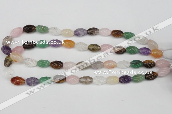 CFG52 15.5 inches 10*16mm carved rice mixed gemstone beads