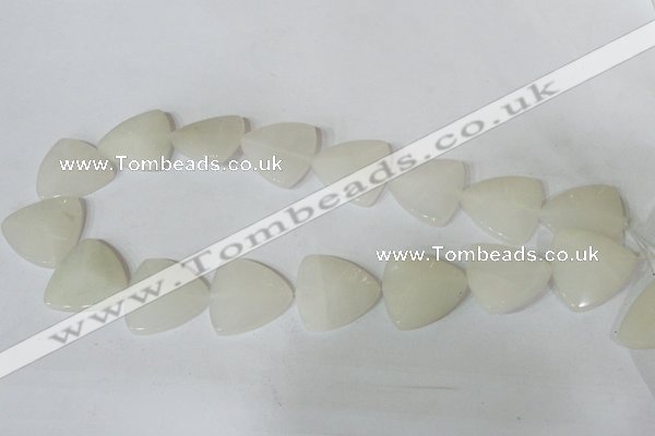 CFG525 15.5 inches 25*25mm carved triangle white jade beads