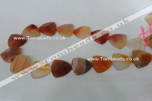 CFG528 15.5 inches 25*25mm carved triangle agate gemstone beads