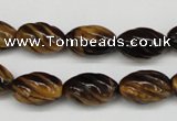 CFG53 15.5 inches 10*16mm carved rice yellow tiger eye gemstone beads