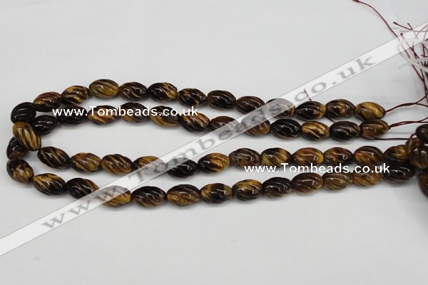 CFG53 15.5 inches 10*16mm carved rice yellow tiger eye gemstone beads