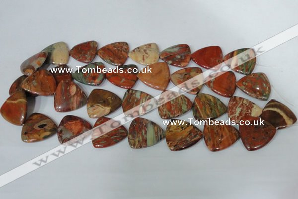 CFG533 15.5 inches 25*25mm carved triangle brecciated jasper beads