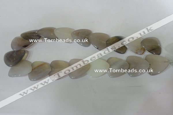 CFG538 15.5 inches 25*25mm carved triangle grey agate beads