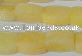 CFG547 15.5 inches 15*20mm carved brick yellow jade beads