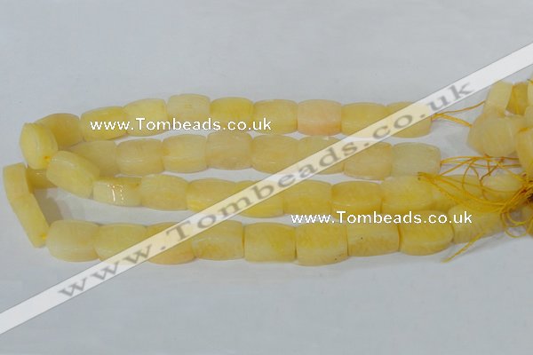 CFG547 15.5 inches 15*20mm carved brick yellow jade beads