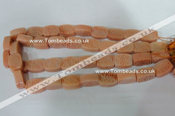 CFG548 15.5 inches 15*20mm carved brick red aventurine beads