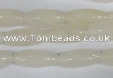 CFG551 15.5 inches 8*20mm carved rice white jade beads