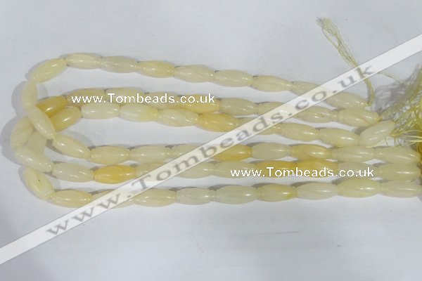 CFG552 15.5 inches 8*20mm carved rice yellow aventurine beads