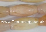 CFG555 15.5 inches 15*35mm carved rice pink aventurine beads