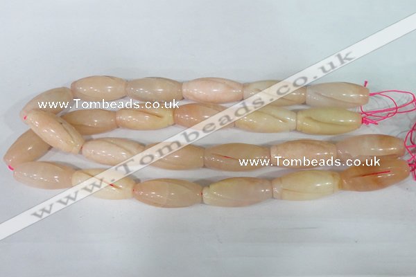 CFG555 15.5 inches 15*35mm carved rice pink aventurine beads