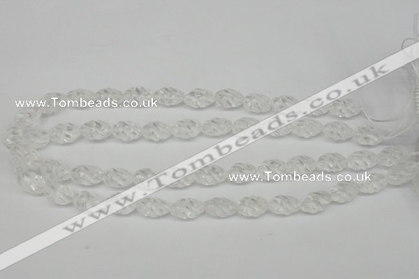 CFG56 15.5 inches 10*16mm carved rice white crystal gemstone beads