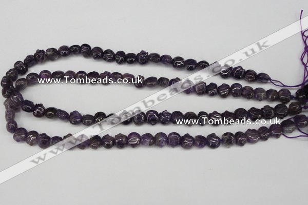 CFG59 15.5 inches 8*10mm carved pig-shaped amethyst gemstone beads