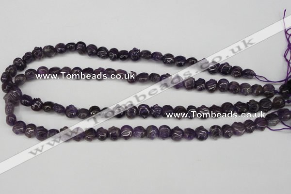 CFG59 15.5 inches 8*10mm carved pig-shaped amethyst gemstone beads