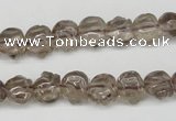 CFG60 15.5 inches 8*10mm carved pig-shaped smoky quartz beads