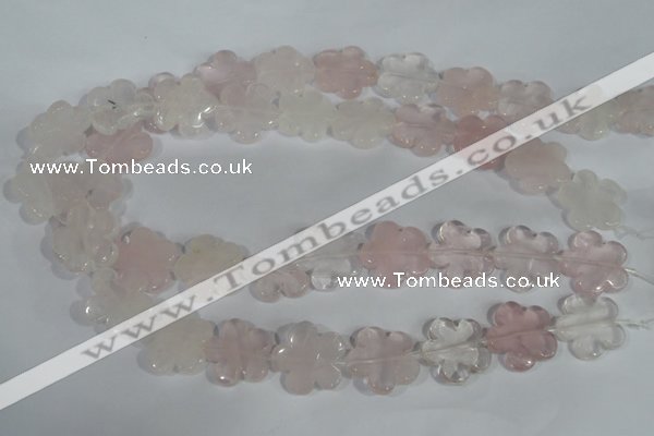 CFG652 15.5 inches 20mm carved flower rose quartz beads