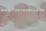 CFG653 15.5 inches 30mm carved flower rose quartz beads