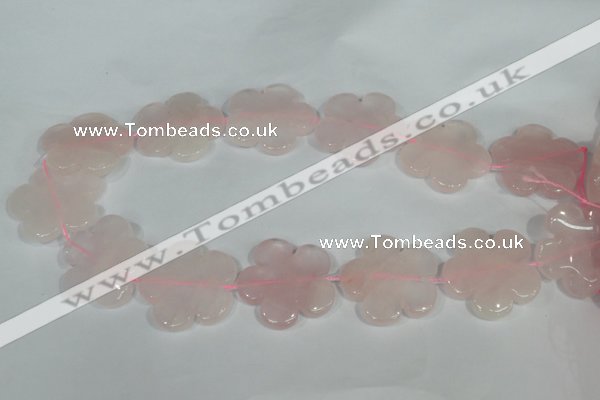 CFG653 15.5 inches 30mm carved flower rose quartz beads