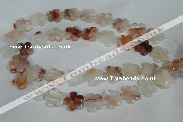 CFG658 15.5 inches 20mm carved flower pink quartz beads