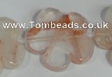 CFG659 15.5 inches 30mm carved flower pink quartz beads