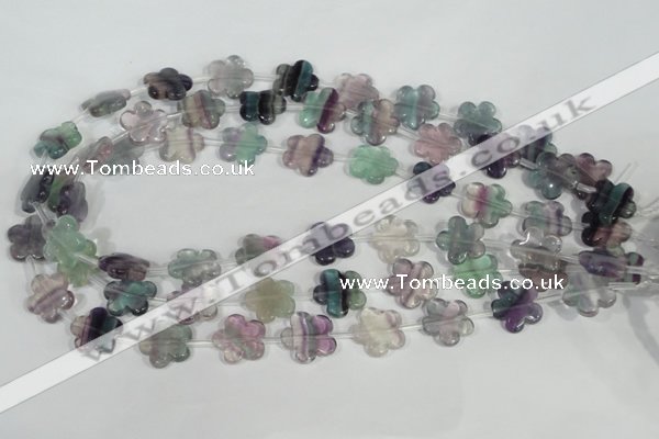CFG660 15.5 inches 15mm carved flower fluorite gemstone beads