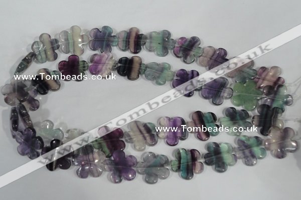 CFG661 15.5 inches 20mm carved flower fluorite gemstone beads