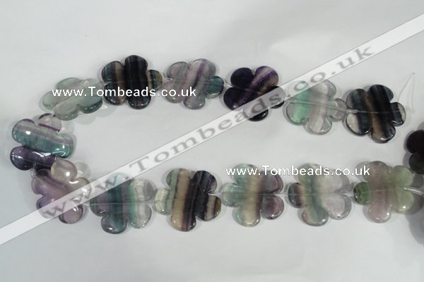 CFG662 15.5 inches 30mm carved flower fluorite gemstone beads