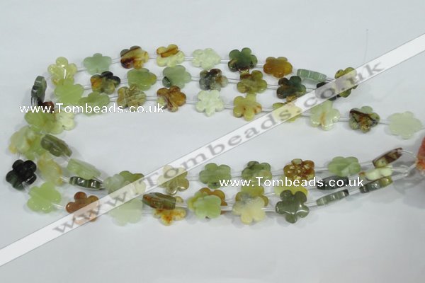CFG663 15.5 inches 15mm carved flower flower jade beads