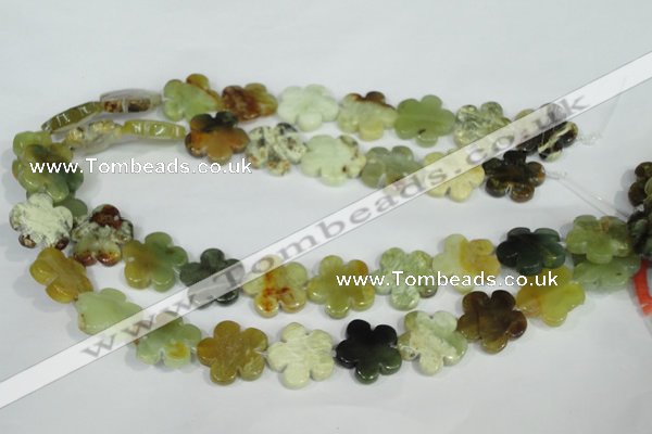 CFG664 15.5 inches 20mm carved flower flower jade beads