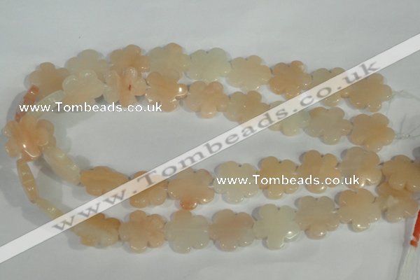 CFG667 15.5 inches 20mm carved flower pink aventurine jade beads