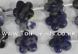CFG669 15.5 inches 15mm carved flower sodalite gemstone beads