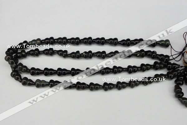 CFG67 15.5 inches 10*15mm carved calabash obsidian gemstone beads