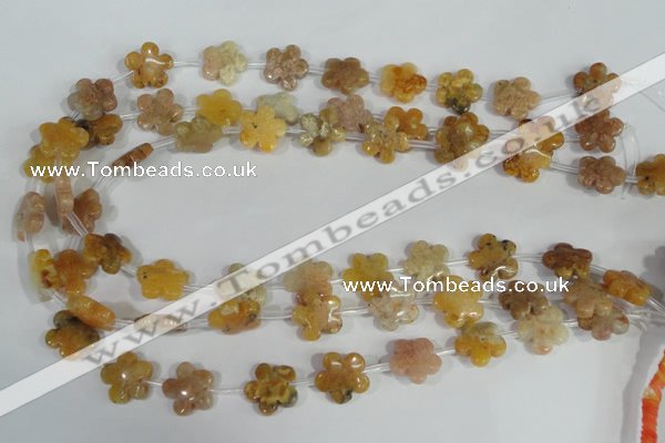 CFG672 15.5 inches 15mm carved flower agate gemstone beads