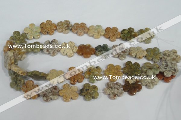 CFG673 15.5 inches 20mm carved flower agate gemstone beads