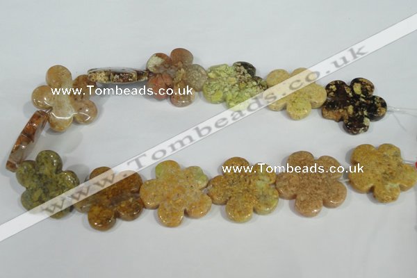 CFG674 15.5 inches 30mm carved flower agate gemstone beads