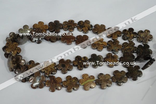 CFG679 15.5 inches 20mm carved flower bronzite gemstone beads