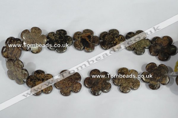 CFG680 15.5 inches 30mm carved flower bronzite gemstone beads