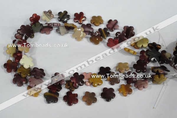 CFG684 15.5 inches 15mm carved flower mookaite gemstone beads