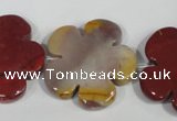 CFG686 15.5 inches 30mm carved flower mookaite gemstone beads