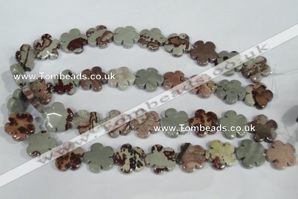 CFG688 15.5 inches 20mm carved flower artistic jasper beads