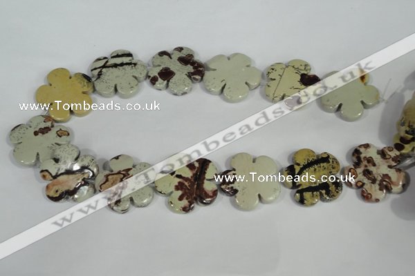 CFG689 15.5 inches 30mm carved flower artistic jasper beads