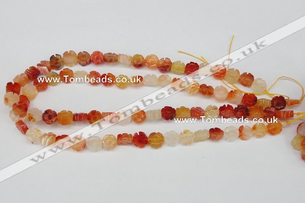 CFG71 15.5 inches 10mm carved flower agate gemstone beads