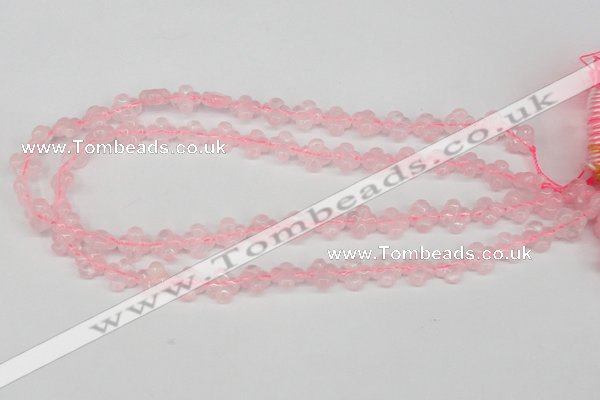 CFG72 15.5 inches 11*11mm carved flower rose quartz gemstone beads