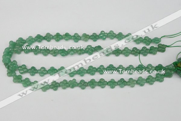 CFG74 15.5 inches 11*11mm carved flower green aventurine beads