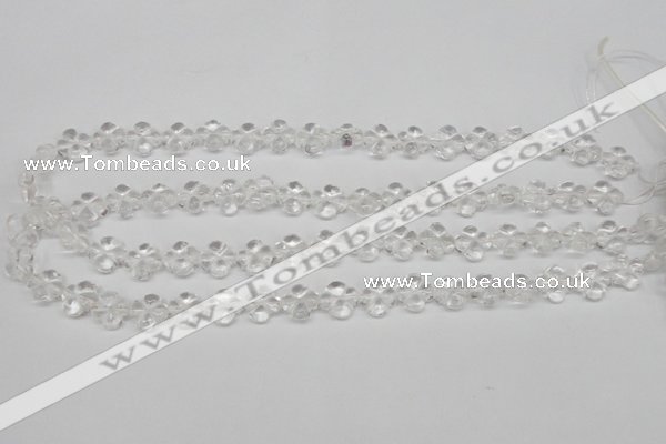 CFG75 15.5 inches 11*11mm carved flower white crystal beads