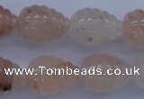 CFG750 15.5 inches 15*20mm carved teardrop natural pink quartz beads