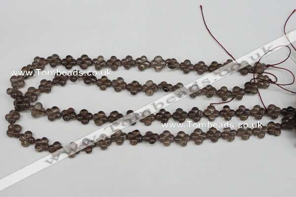 CFG76 15.5 inches 11*11mm carved flower smoky quartz beads