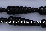 CFG761 15.5 inches 10*35mm carved teardrop black agate beads