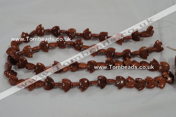 CFG768 15.5 inches 10*15mm carved animal goldstone gemstone beads
